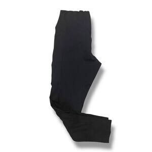 1XL Womens Black Leggings Soft Side Stash Pockets High Waist Full Length